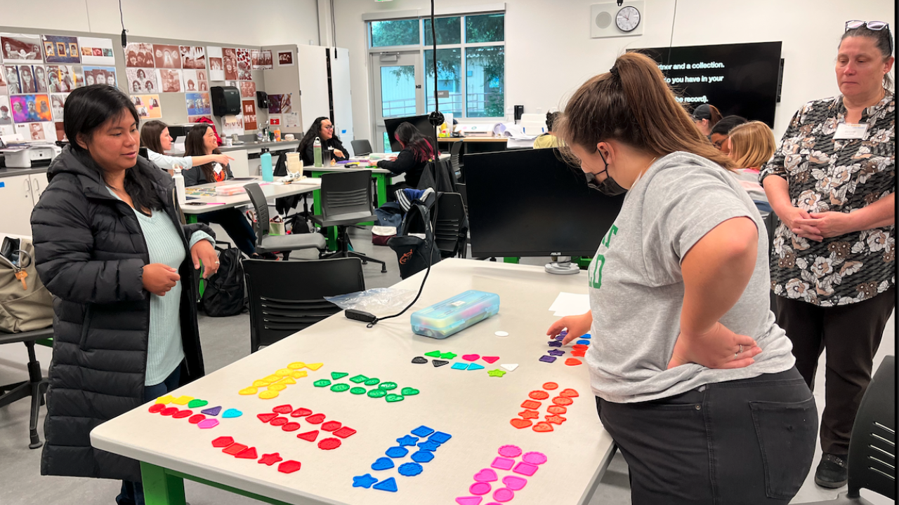 Math Project participants working on a counting collections activity