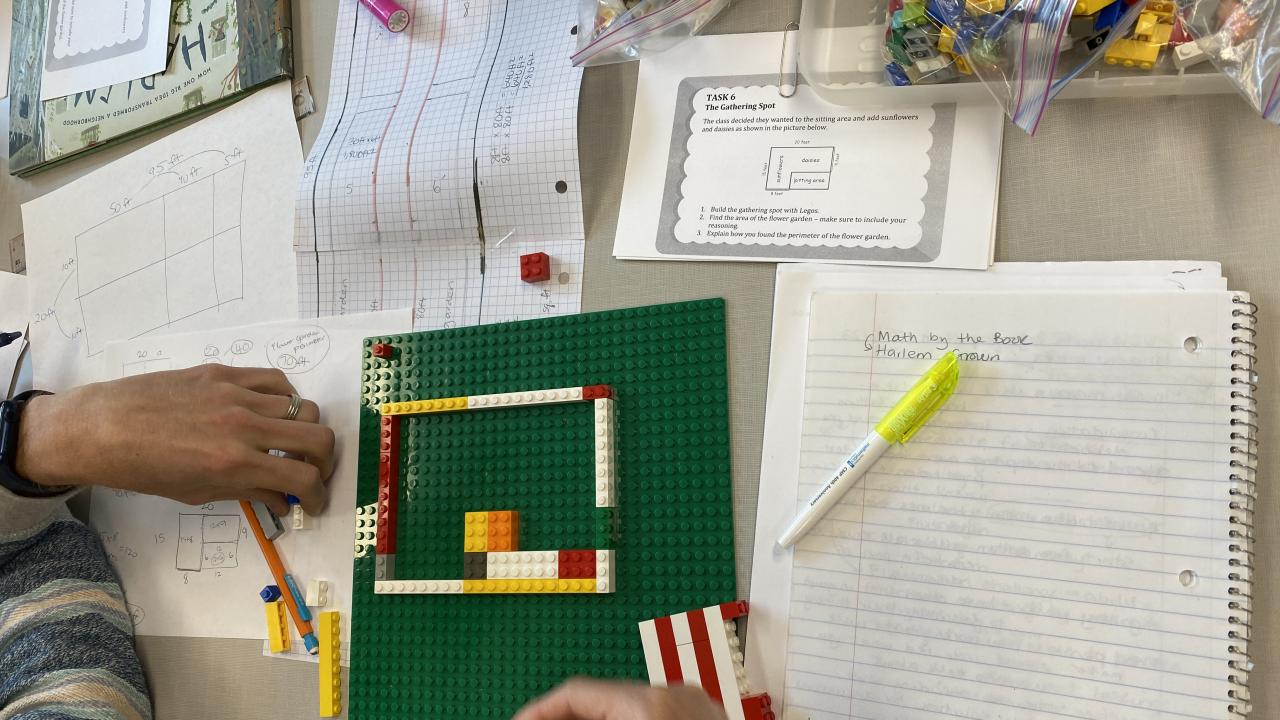 participants working with legos to solve a math problem